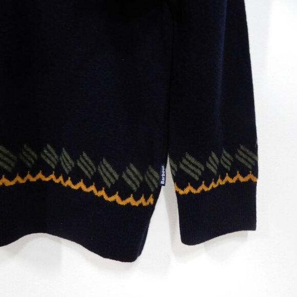 Barbour Men's Tursdale Fair Isle Crew Neck Wool Sweater Size XL Navy NEW - Picture 6 of 10
